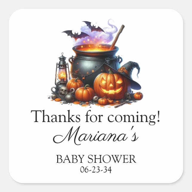 Halloween Baby wird Baby Dusche Brauen Quadratischer Aufkleber (Vorderseite)