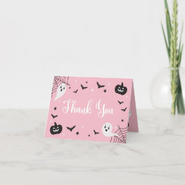 Halloween Babydusche Danke Karte Pink