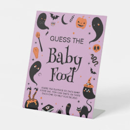 Halloween Babydusche Raten Sie das Baby Food Game Sockelschild