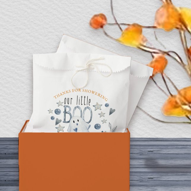 Halloween Babydusche Unser kleiner Niedlicher Geis Geschenktütchen (Halloween favor bags with little boo theme and editable wording)