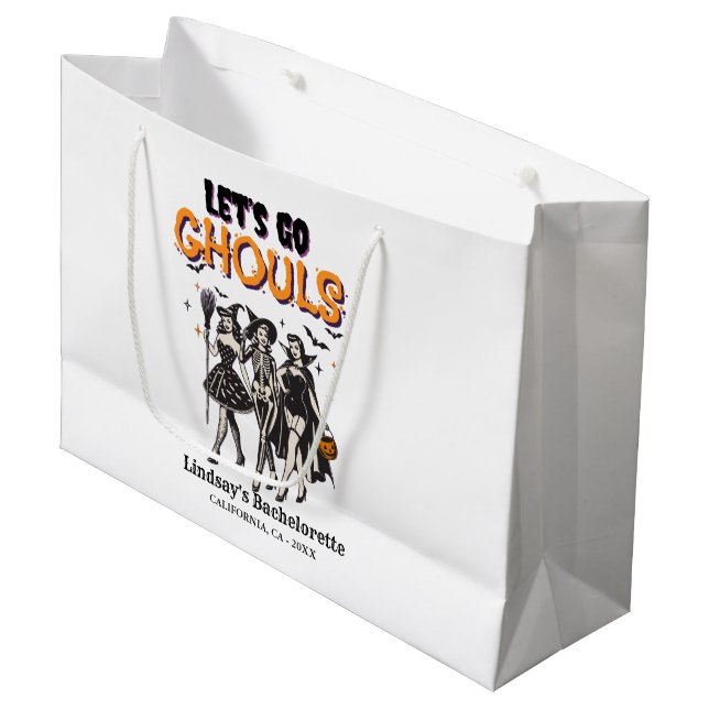 Halloween Bachelorette, lasst uns ghoul gehen Große Geschenktüte (Vorderseite Schrägansicht)