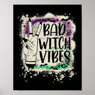 Halloween Bad Witch Vibes Peace Hand Sign Hallowee Poster