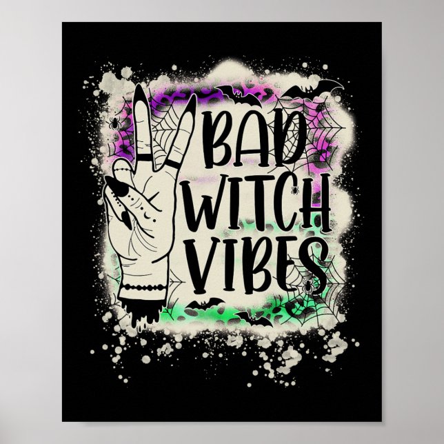 Halloween Bad Witch Vibes Peace Hand Sign Hallowee Poster (Vorne)