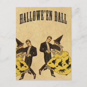 Halloween Ball Dancers Feiertagspostkarte
