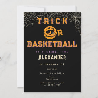 Halloween Ball Trick oder Basketball Geburtstag Einladung