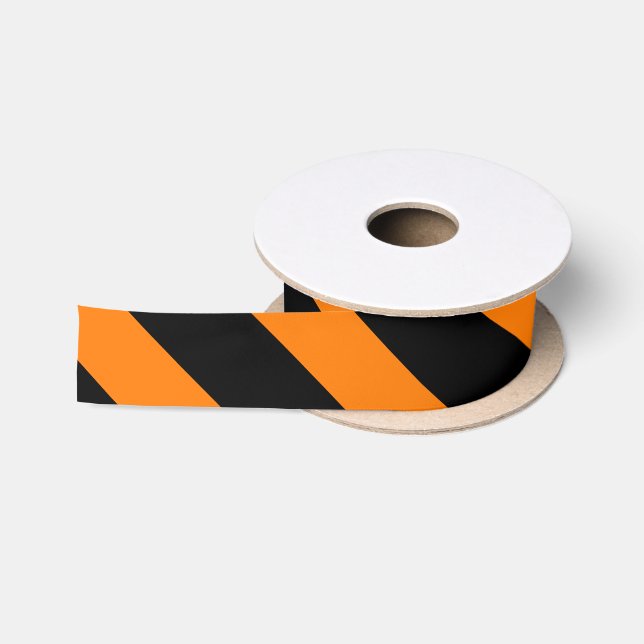 Halloween-Band, schwarz-orangefarbene Streifen Satinband (Spule)