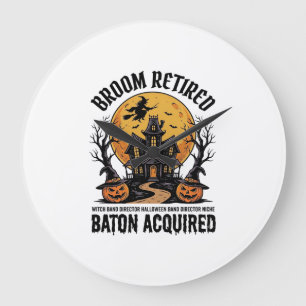 Halloween-Banddirektor Hexe Spukhaus-Design Große Wanduhr