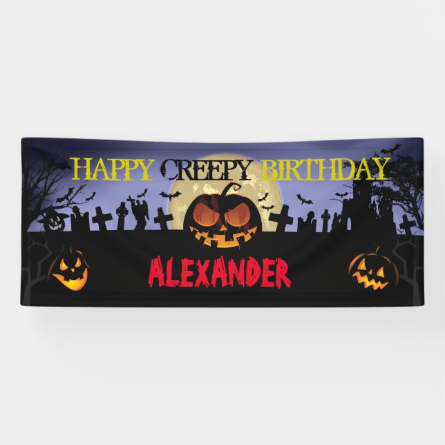 Halloween Banner - Creepy Pumpkin Banner (Horizontal)