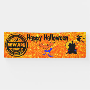 Halloween Banner Glitzer Spuk House Hexe