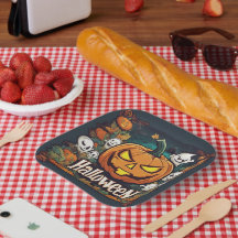 Halloween-Banner mit Kürbissen und Geistern -