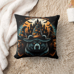Halloween-Bären mit spitzigen Hexenhüten Kissen