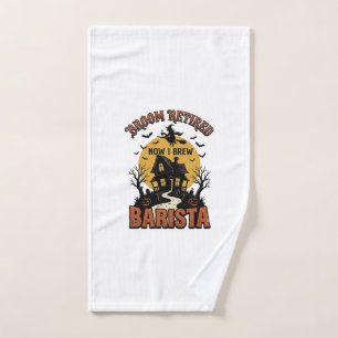 Halloween-Barista-Shirt Lustiger Hexe-Kaffee-Wortw Handtuch
