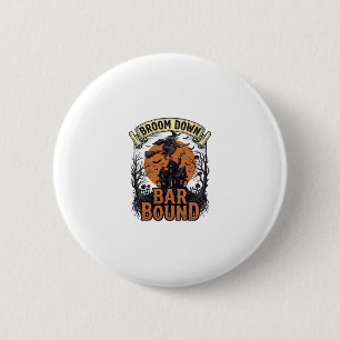 Halloween Barkeeper-Shirt Lustiger Hexenbesen Bar Button