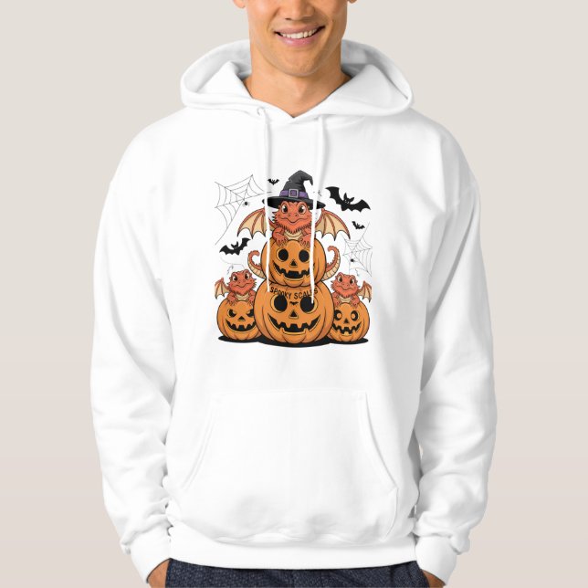 Halloween Bartdragons mit Pumpkins Hoodie (Vorderseite)