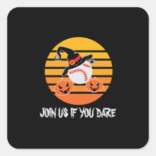 Halloween Baseball Halloween Witch Hat Pumpkin Quadratischer Aufkleber