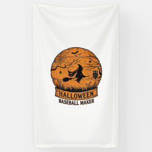Halloween Baseball Maker Fliegende Hexe Holzmond Banner