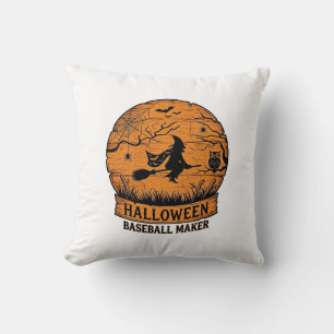 Halloween Baseball Maker Fliegende Hexe Holzmond Kissen
