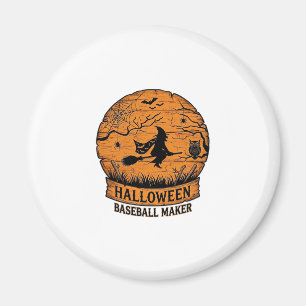 Halloween Baseball Maker Fliegende Hexe Holzmond  Magnet