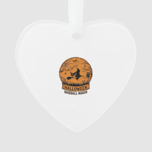 Halloween Baseball Maker Fliegende Hexe Holzmond Ornament