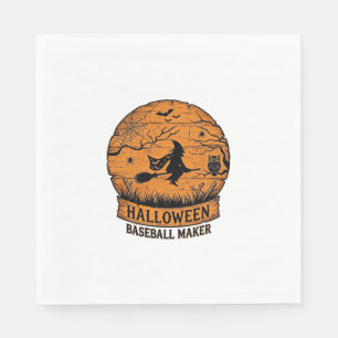 Halloween Baseball Maker Fliegende Hexe Holzmond Serviette