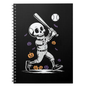 Halloween Baseball Skelett Schlägt Notizblock