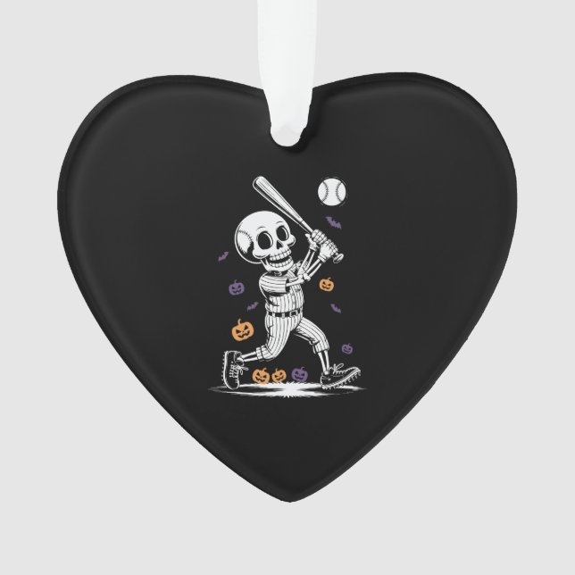 Halloween Baseball Skelett schlägt zu Ornament (Vorderseite)
