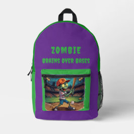 Halloween-Baseball, Zombie, Gehirne über Basen Bedruckter Rucksack