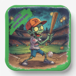 Halloween-Baseball, Zombie, Gehirne über Basen Pappteller
