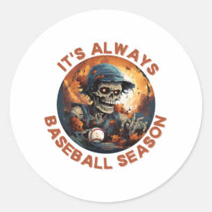 Halloween Baseballspieler Skelett gruseliger Homer Runder Aufkleber