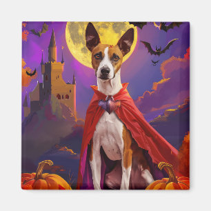 Halloween Basenji Hund Kürbisse Gruselig  Magnet