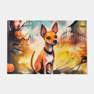 Halloween Basenji mit Pumpkins Beängstigend Fußmatte