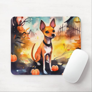 Halloween Basenji mit Pumpkins Beängstigend Mousepad