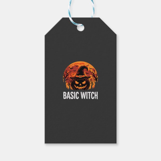 Halloween Basic Hexen-Kürbis-Mond-Grafik Geschenkanhänger (Vorderseite)
