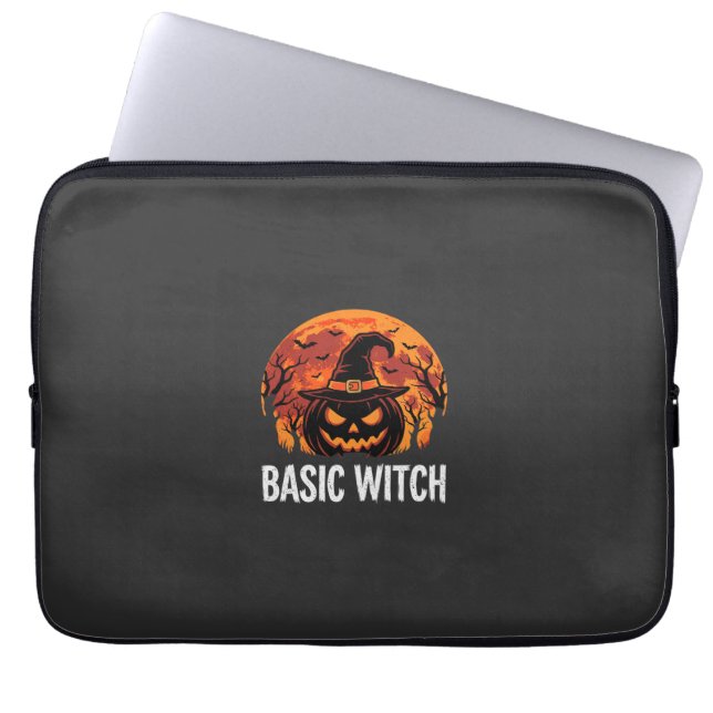 Halloween Basic Hexen-Kürbis-Mond-Grafik Laptopschutzhülle (Vorderseite)