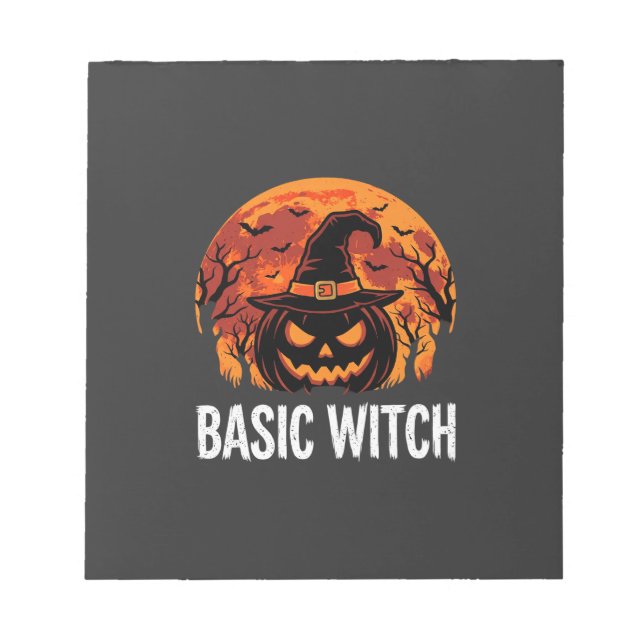 Halloween Basic Hexen-Kürbis-Mond-Grafik Notizblock (Vorderseite)