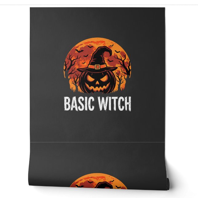 Halloween Basic Hexen-Kürbis-Mond-Grafik Tapete (Abrollen)