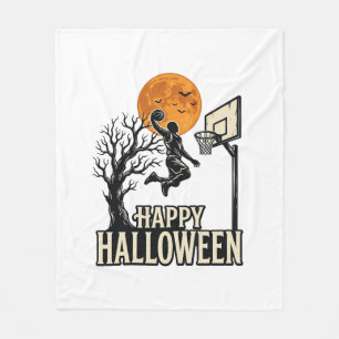 Halloween Basketball Frohes Halloween Vintage Spor Fleecedecke