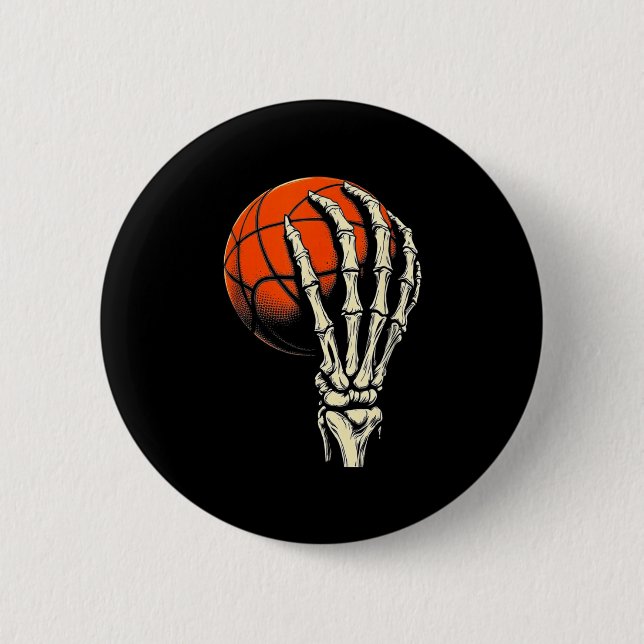 Halloween Basketball Skeleton Skull Player Men Boy Button (Vorderseite)