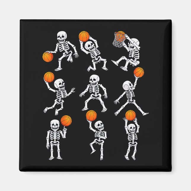 Halloween Basketball Skeletons Dunking Dribble Boy Magnet (Vorne)