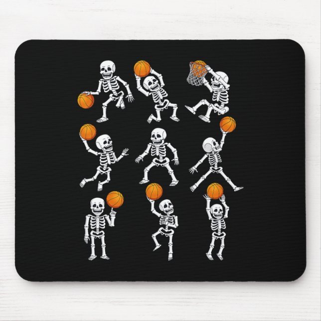 Halloween Basketball Skeletons Dunking Dribble Boy Mousepad (Vorne)