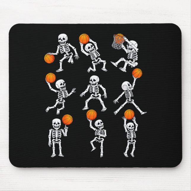 Halloween Basketball Skeletons Dunking Dribble Boy Mousepad (Vorne)