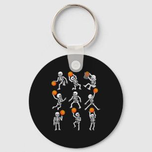 Halloween-Basketball-Skelette beim Dunking-Dribbel Schlüsselanhänger