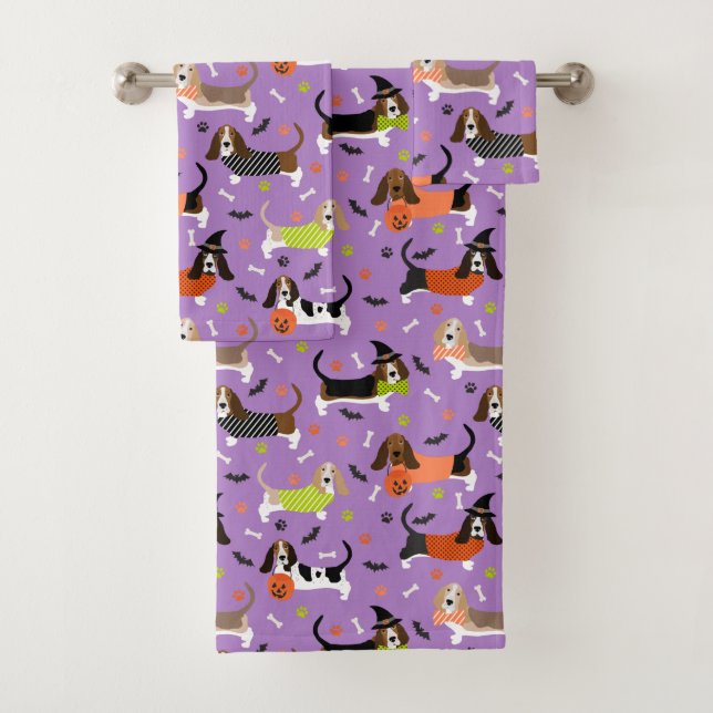 Halloween Basset Hound Bath Towel Set (Insitu)