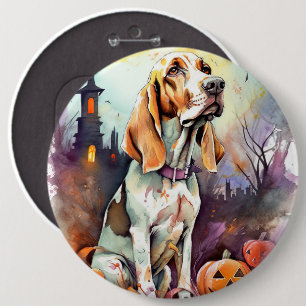 Halloween Basset Hound mit Pumpkins Beängstigend Button