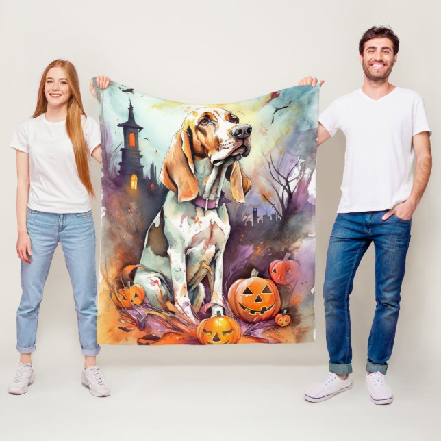 Halloween Basset Hound mit Pumpkins Beängstigend Fleecedecke (Beispiel)