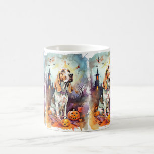 Halloween Basset Hound mit Pumpkins Beängstigend Kaffeetasse
