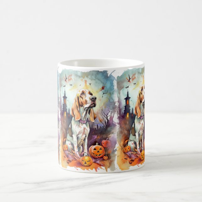 Halloween Basset Hound mit Pumpkins Beängstigend Kaffeetasse (Mittel)