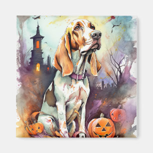 Halloween Basset Hound mit Pumpkins Beängstigend Magnet