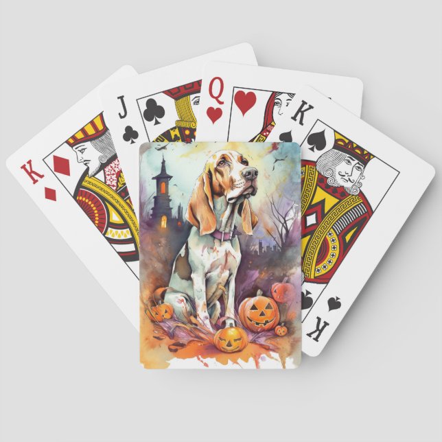Halloween Basset Hound mit Pumpkins Beängstigend Spielkarten (Rückseite)