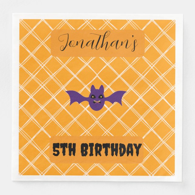 Halloween Bat Birthday Party Napkins Serviette (Vorderseite)